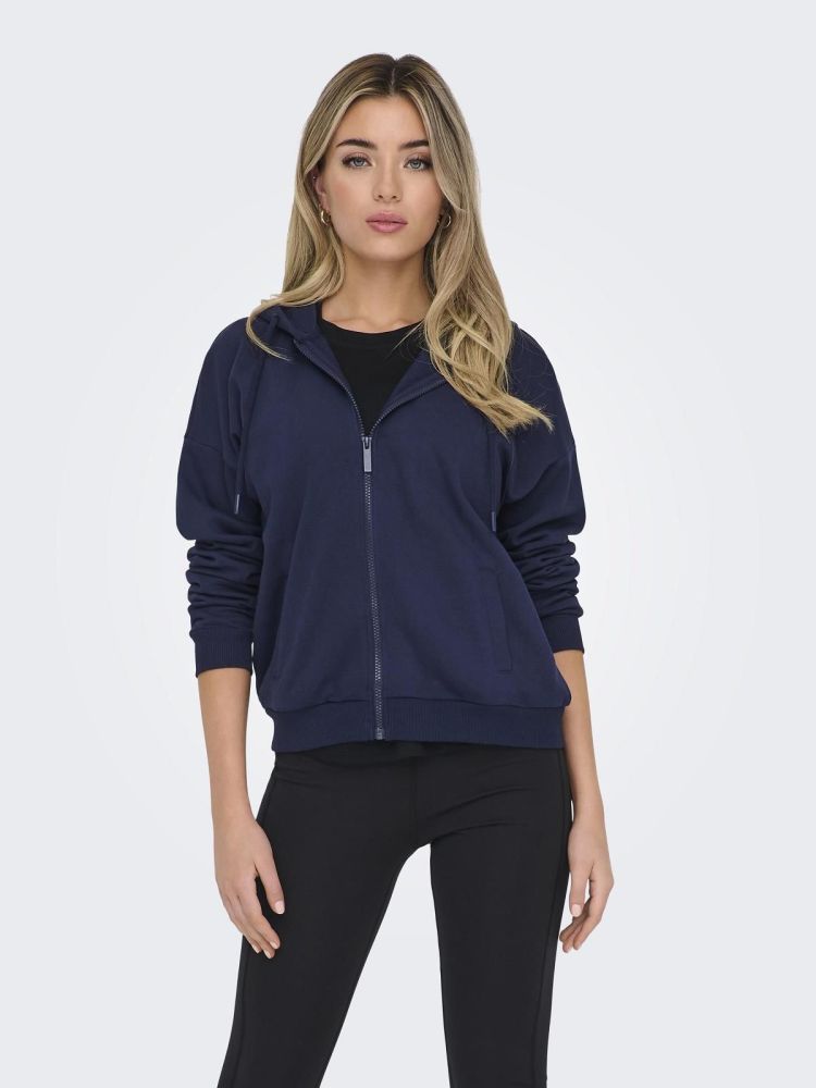 Only Play Vest Blauw dames (LUX HW BRUSH FULLZIP LS LOOSE SWEAT HOOD - 15333436.MARITIMEBLUE) - GL Sport (Sluis)