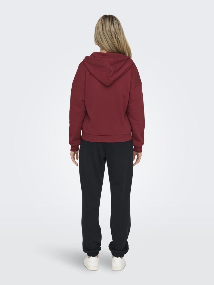 Only Play Vest Rood dames (LUX HW BRUSH FULLZIP LS LOOSE SWEAT HOOD - 15333436.SUNDRIEDTOM) - GL Sport (Sluis)