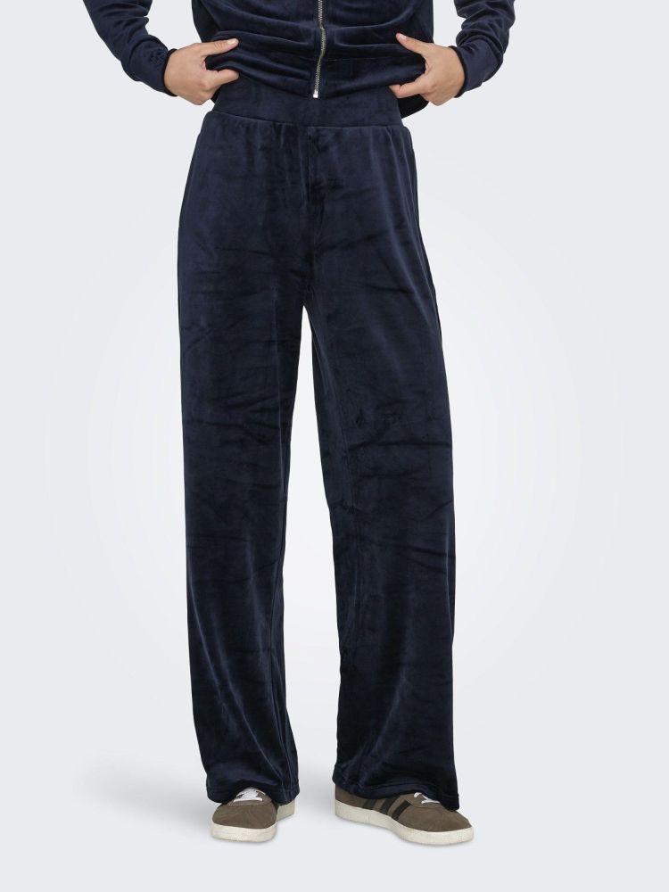 Only Play Broek Blauw dames (MIA HW WIDE VELVET SWEAT PANTS - 15359593.NIGHTSKY) - GL Sport (Sluis)
