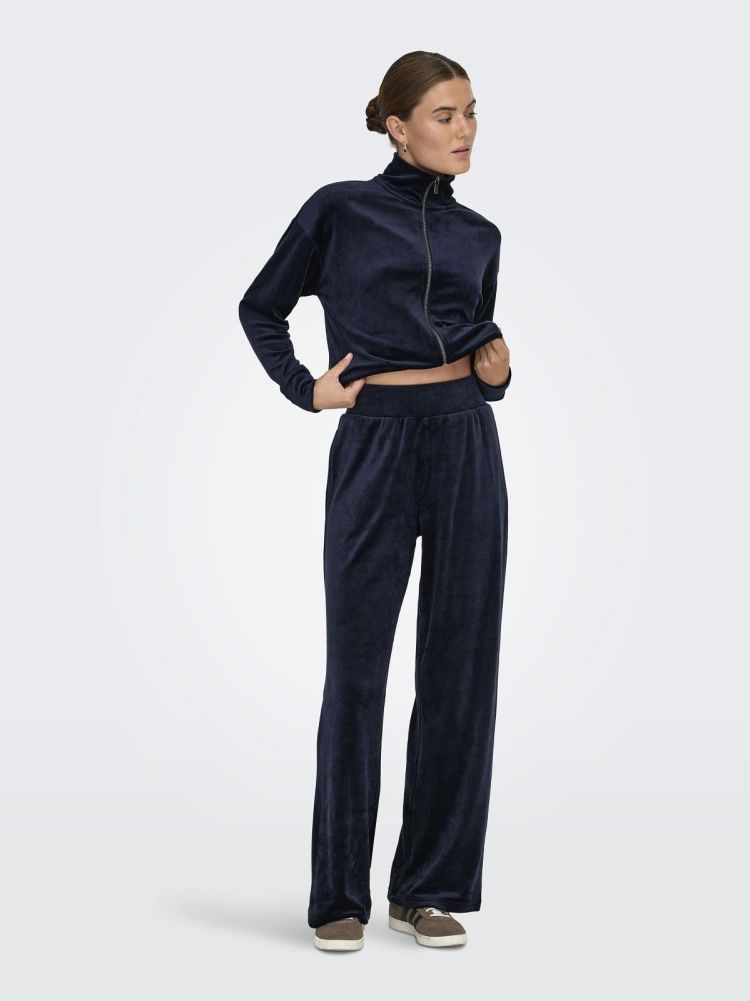 Only Play Broek Blauw dames (MIA HW WIDE VELVET SWEAT PANTS - 15359593.NIGHTSKY) - GL Sport (Sluis)