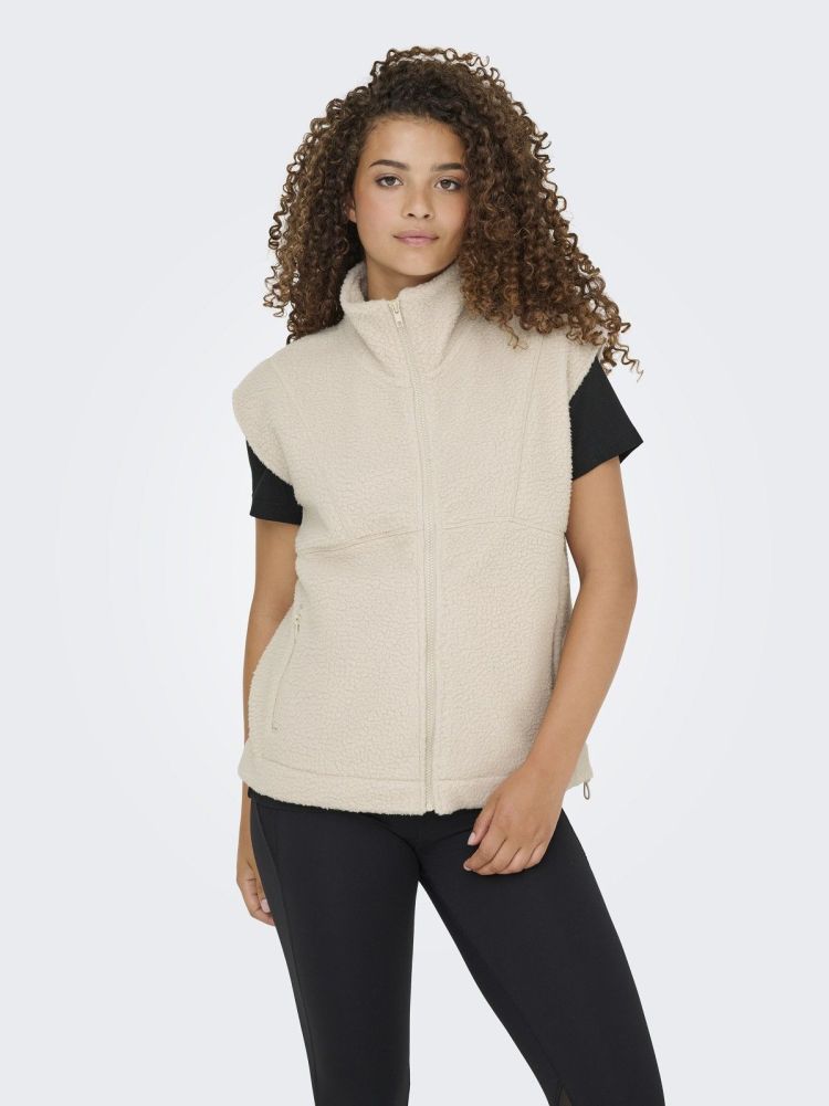 Only Play Bodywarmer Creme dames (MON HN FZ SHORT TEDDY WAISTCOAT - 15354292.PUMICESTONE ) - GL Sport (Sluis)