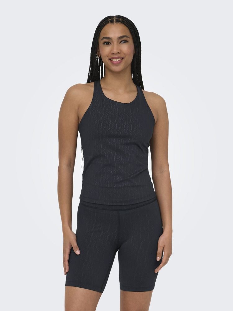 Only Play Top Zwart dames (POPPY SL STRING AOP TOP - 15370660.BLACK) - GL Sport (Sluis)