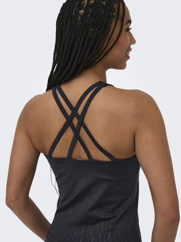 Only Play Top Zwart dames (POPPY SL STRING AOP TOP - 15370660.BLACK) - GL Sport (Sluis)