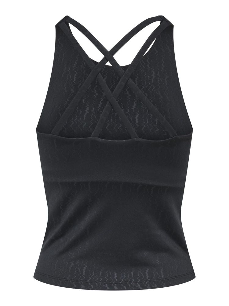 Only Play Top Zwart dames (POPPY SL STRING AOP TOP - 15370660.BLACK) - GL Sport (Sluis)