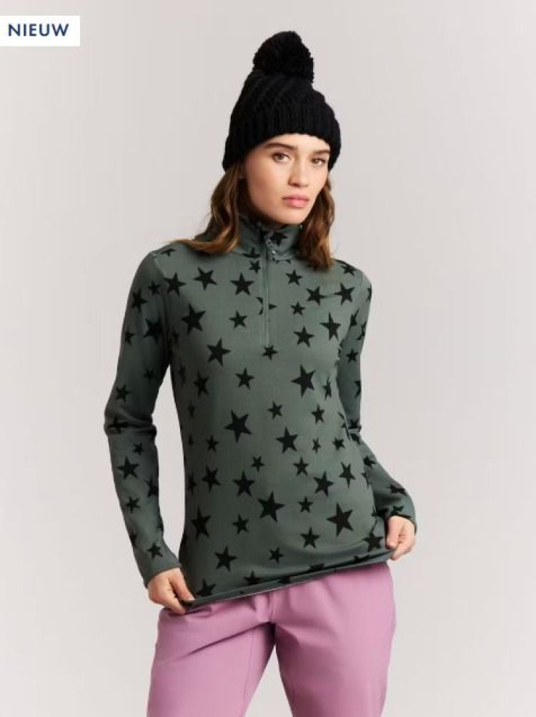 Protest Skipully Groen dames (SWANA 1/4 ZIP ACTIVE TOP - 12662007.251) - GL Sport (Sluis)