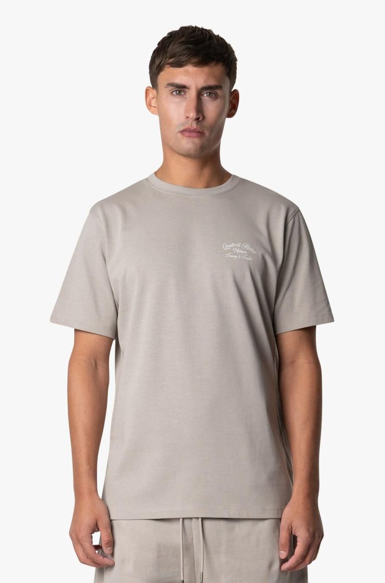 Quotrell T-shirt Taupe heren (ATELIER MILANO T-SHIRT - TH99789.TAUPE/OFFWHT) - GL Sport (Sluis)