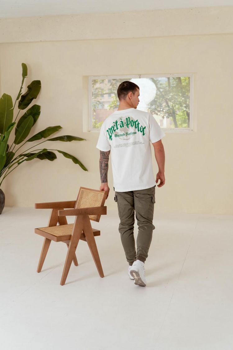 Quotrell T-shirt Off-white heren (GLOBAL UNITY T-SHIRT - TH99793.OFFWHT/GREEN) - GL Sport (Sluis)