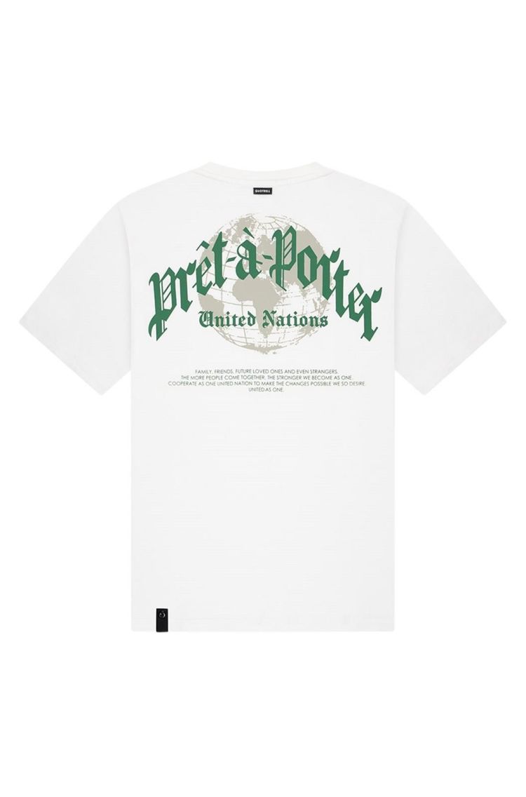 Quotrell T-shirt Off-white heren (GLOBAL UNITY T-SHIRT - TH99793.OFFWHT/GREEN) - GL Sport (Sluis)