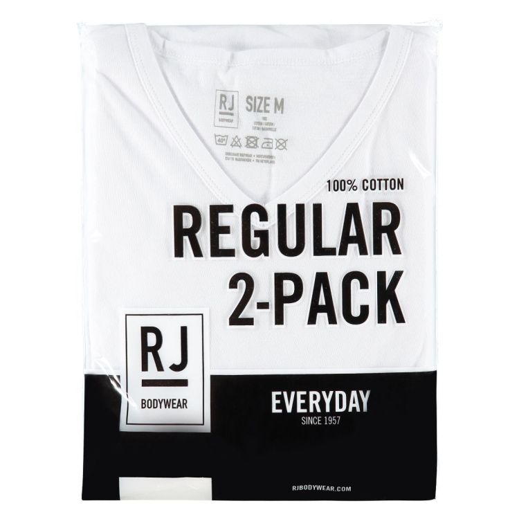 RJ Bodywear T-shirt Wit heren (GOUDA 2-PACK V-NECK - SMAL BOORD - 37-044-000.WHITE) - GL Sport (Sluis)