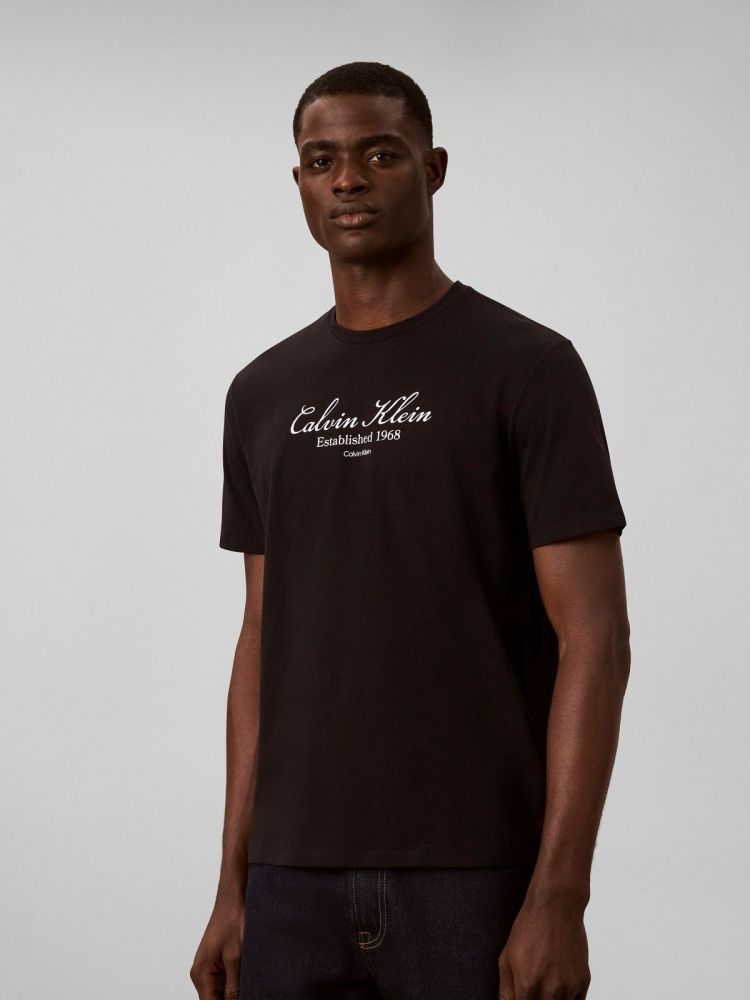 Calvin Klein T-shirt Zwart heren (SS 30S EU SCRIPT CALVIN KLEIN - LV04RH830G.UB1) - GL Sport (Sluis)