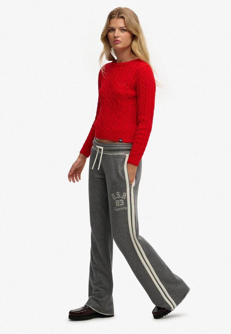 Superdry Trainingsbroek Antraciet dames (ATHLETIC ESSENTIAL STRIPE FLARE JOGGER - W7011308A.L3V) - GL Sport (Sluis)