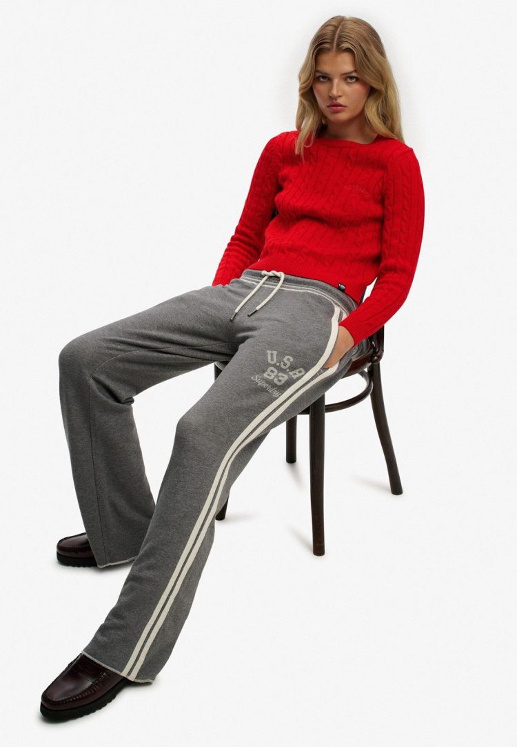 Superdry Trainingsbroek Antraciet dames (ATHLETIC ESSENTIAL STRIPE FLARE JOGGER - W7011308A.L3V) - GL Sport (Sluis)