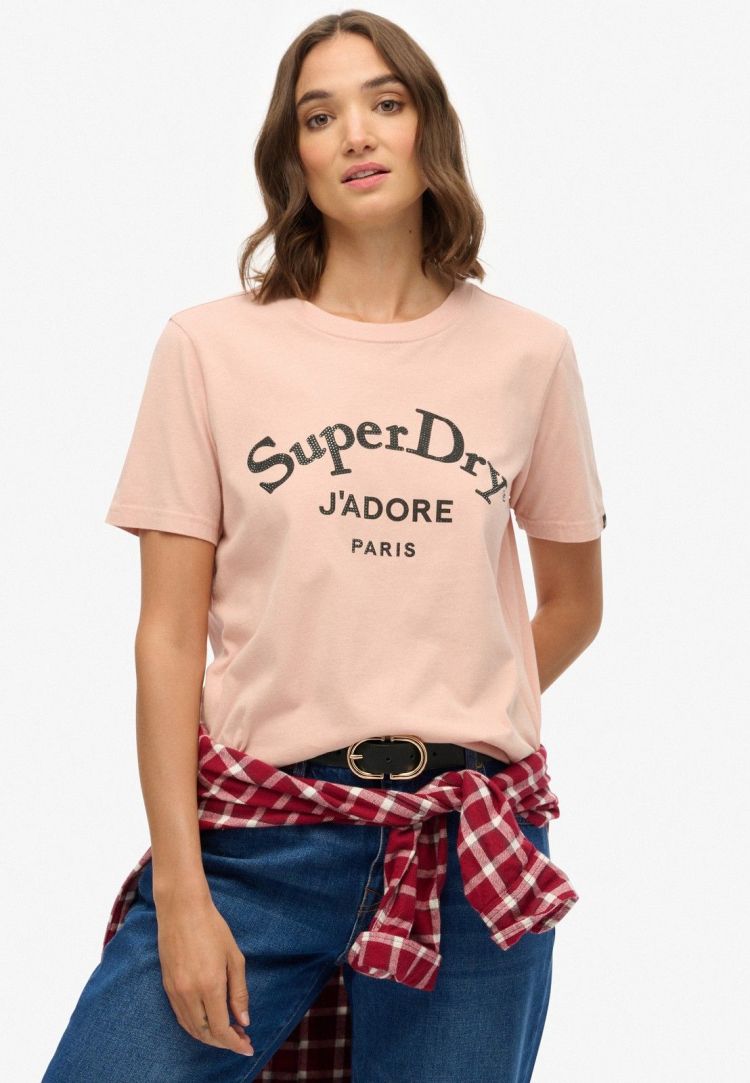 Superdry T-shirt Roze dames (BRAND MARK RELAXED TEE - W1011728A.EQ8) - GL Sport (Sluis)