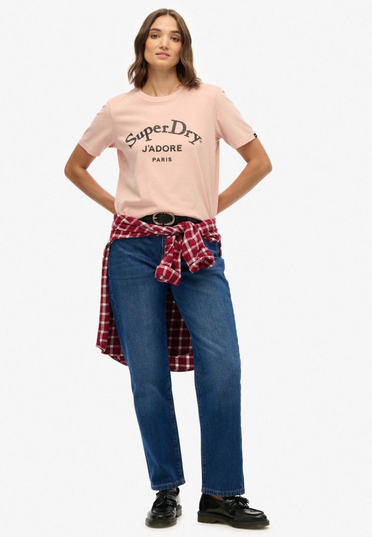 Superdry T-shirt Roze dames (BRAND MARK RELAXED TEE - W1011728A.EQ8) - GL Sport (Sluis)
