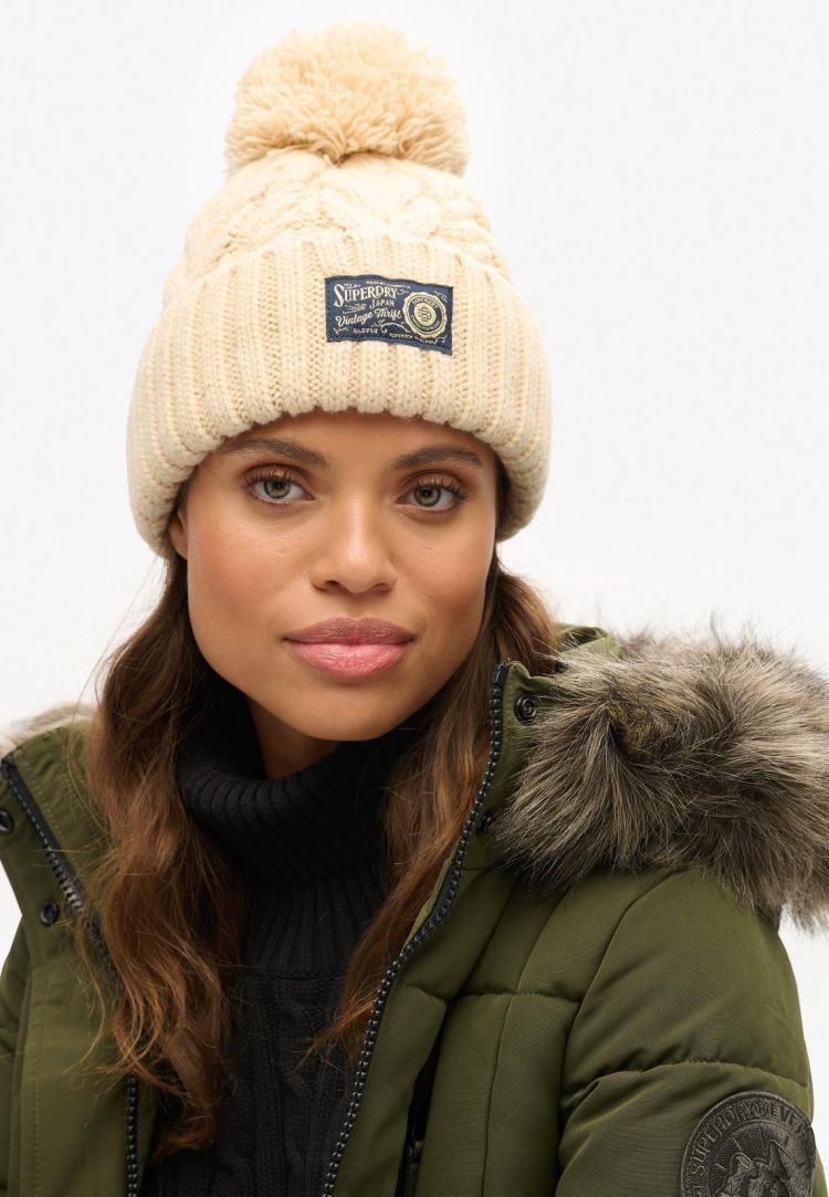 Superdry Muts Creme dames (CHUNKY CABLE BEANIE  - Y9010189A.B9P) - GL Sport (Sluis)