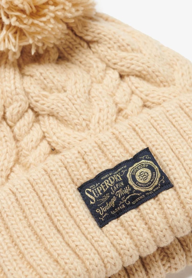 Superdry Muts Creme dames (CHUNKY CABLE BEANIE  - Y9010189A.B9P) - GL Sport (Sluis)