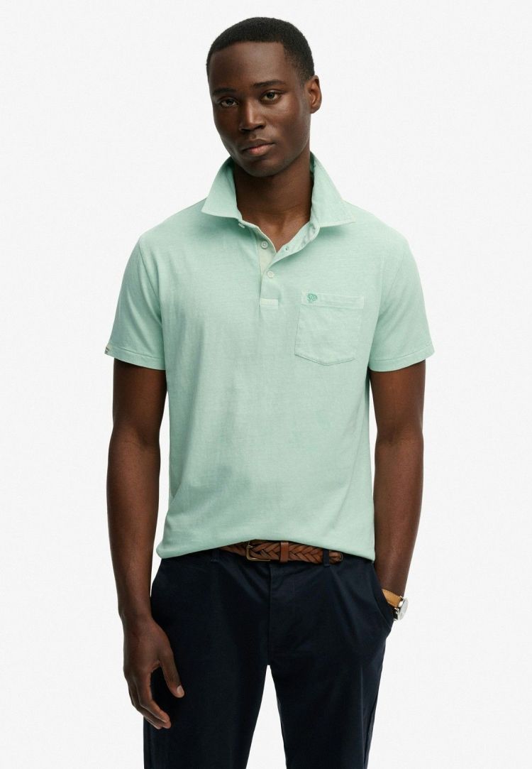 Superdry Polo Mint heren (CLASSIC COTTON LINEN POLO  - M1110486A.8WD) - GL Sport (Sluis)