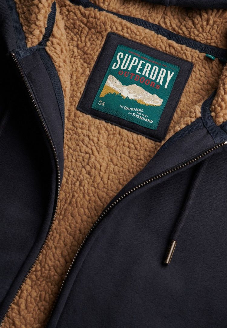 Superdry & Co Vest Blauw heren (BORG LINED ZIPHOOD - M2014583A.98T) - GL Sport (Sluis)