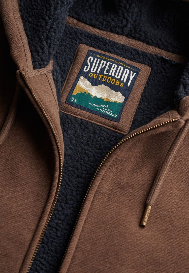 Superdry & Co Vest Bruin heren (BORG LINED ZIPHOOD - M2014583A.M5P) - GL Sport (Sluis)
