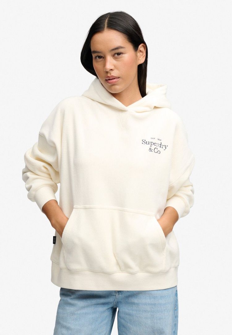 Superdry & Co Hoodie Creme dames (DROP NEEDLE VELOUR HOOD - W2012718A.22C) - GL Sport (Sluis)