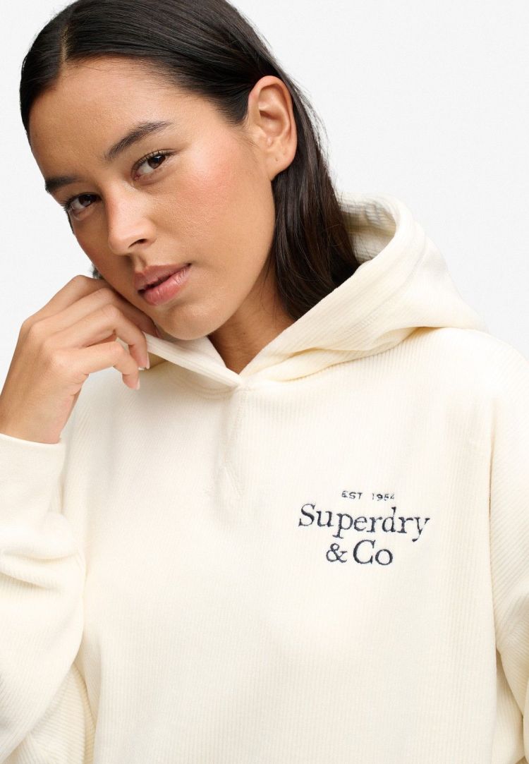 Superdry & Co Hoodie Creme dames (DROP NEEDLE VELOUR HOOD - W2012718A.22C) - GL Sport (Sluis)
