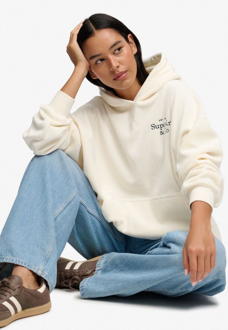 Superdry & Co Hoodie Creme dames (DROP NEEDLE VELOUR HOOD - W2012718A.22C) - GL Sport (Sluis)