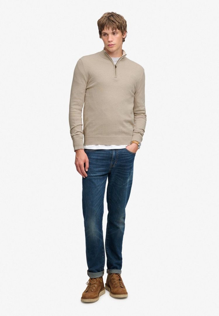 Superdry & Co Pull Grijs heren (ESSENTIAL LW WOOL BLEND 1/2 ZIP - M6110783A.5US) - GL Sport (Sluis)