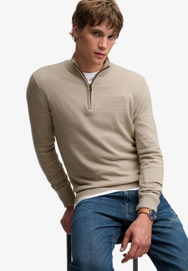 Superdry & Co Pull Grijs heren (ESSENTIAL LW WOOL BLEND 1/2 ZIP - M6110783A.5US) - GL Sport (Sluis)