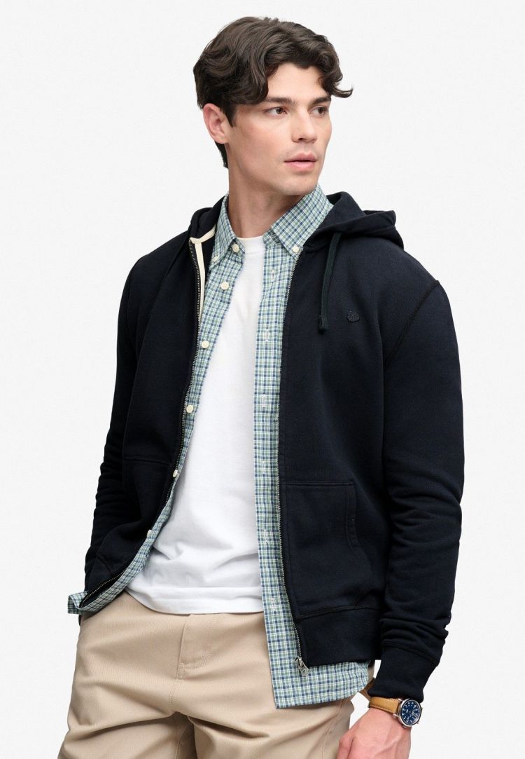 Superdry & Co Vest Blauw heren (ESSENTIAL SDCO LOGO ZIPHOOD - M2014703A.24S) - GL Sport (Sluis)