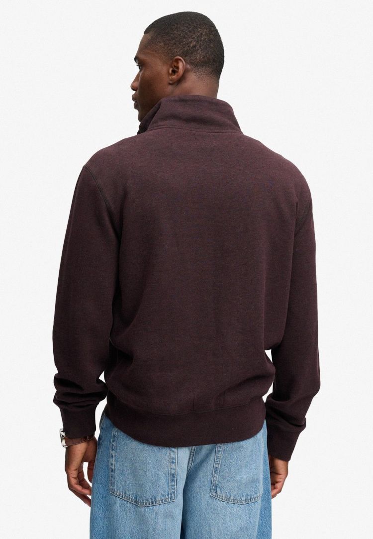 Superdry & Co Pull Bordeaux heren (ESSENTIAL SERIF LOGO HALF ZIP - M2014700A.M8F) - GL Sport (Sluis)