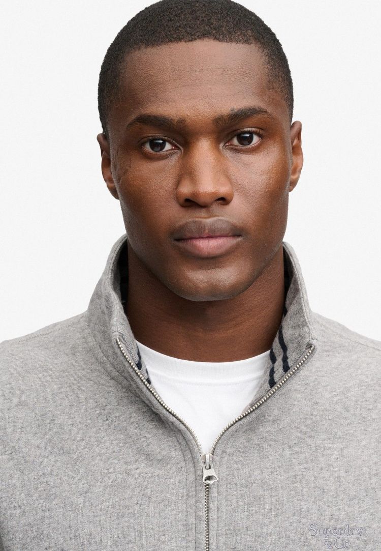 Superdry & Co Pull Grijs heren (ESSENTIAL SERIF LOGO HALF ZIP - M2014700A.K7V) - GL Sport (Sluis)