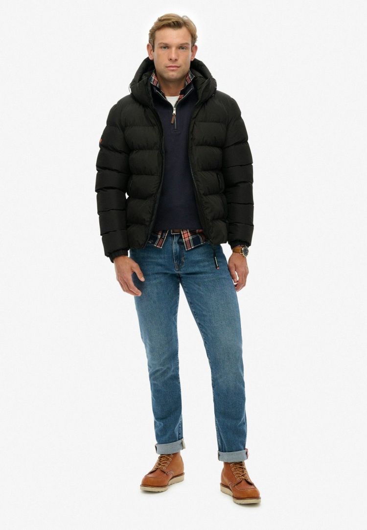 Superdry & Co Jas Zwart heren (HOODED SPORTS PUFFER JACKET - M5011905A.16A) - GL Sport (Sluis)