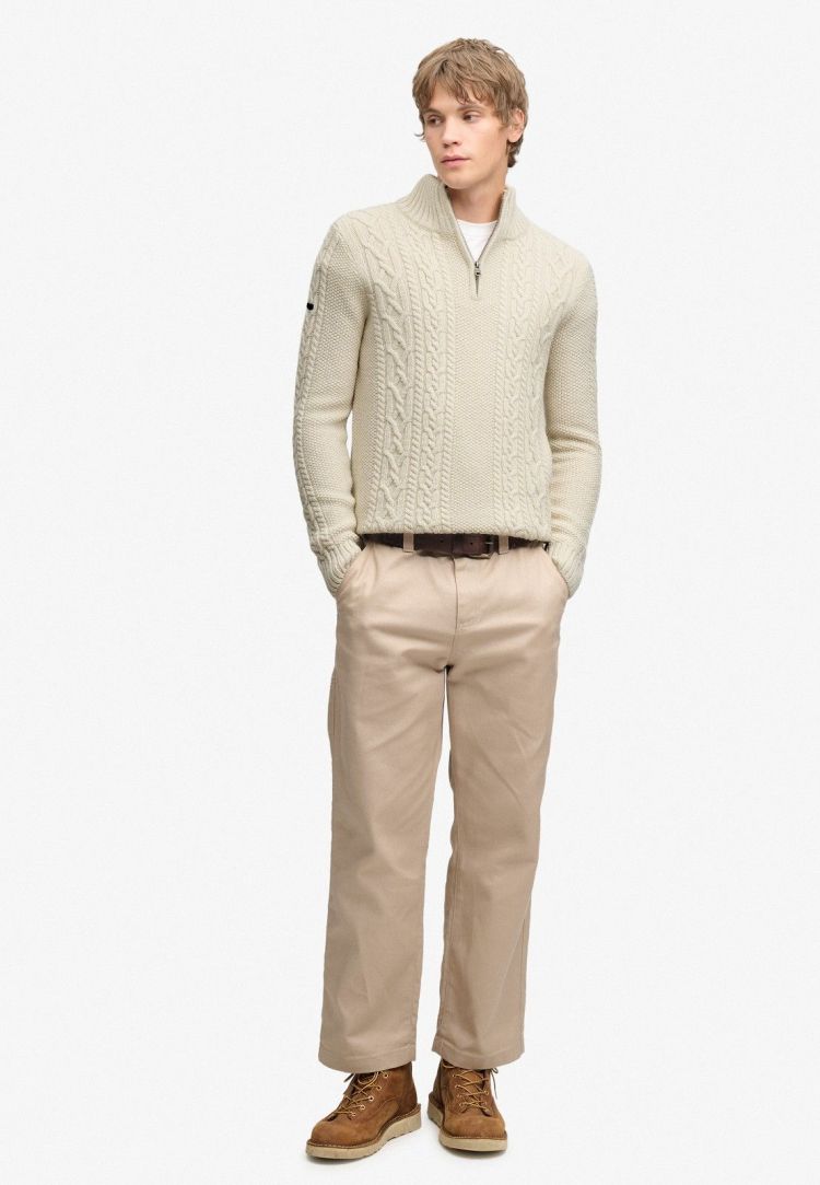 Superdry & Co Trui Beige heren (JACOB CABLE HALF ZIP KNIT - M6110770A.39E) - GL Sport (Sluis)