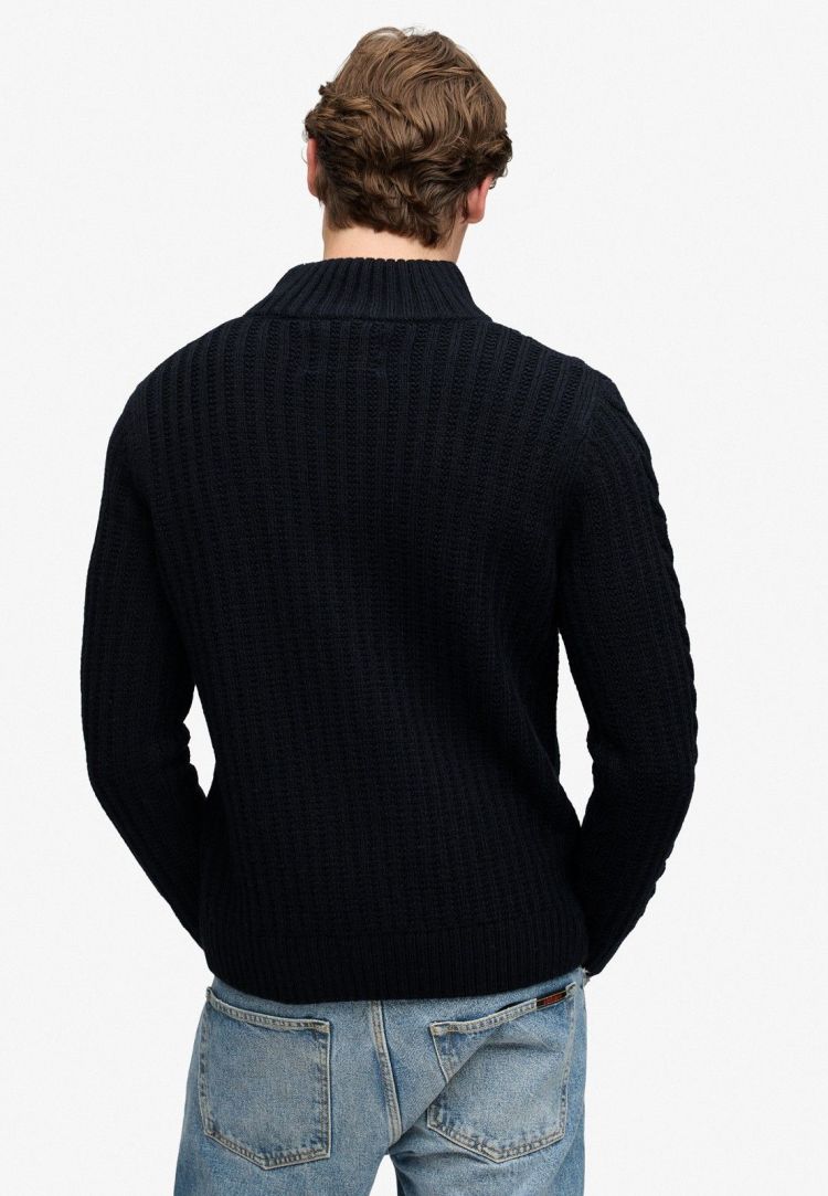 Superdry & Co Trui Blauw heren (JACOB CABLE HALF ZIP KNIT - M6110770A.98T) - GL Sport (Sluis)