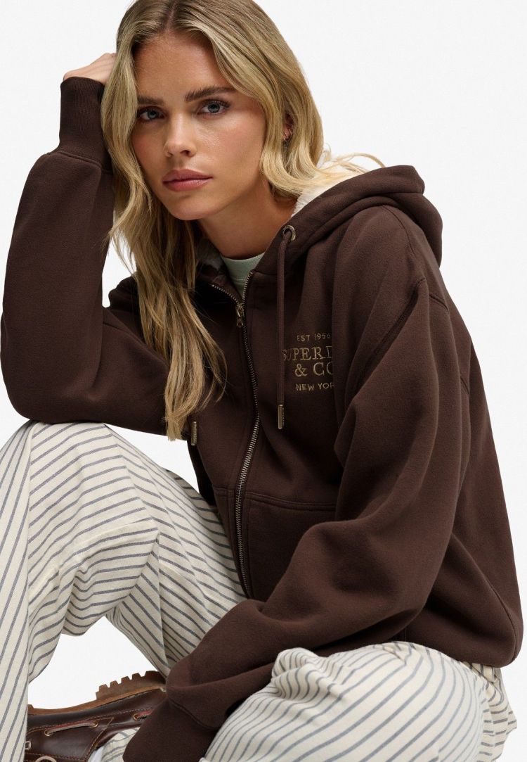 Superdry & Co Hoodie Bruin dames (LUXE FUR LINED ZIPHOOD - W2012784A.8TP) - GL Sport (Sluis)