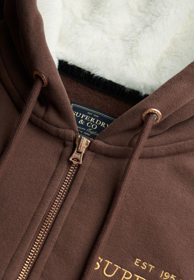 Superdry & Co Hoodie Bruin dames (LUXE FUR LINED ZIPHOOD - W2012784A.8TP) - GL Sport (Sluis)