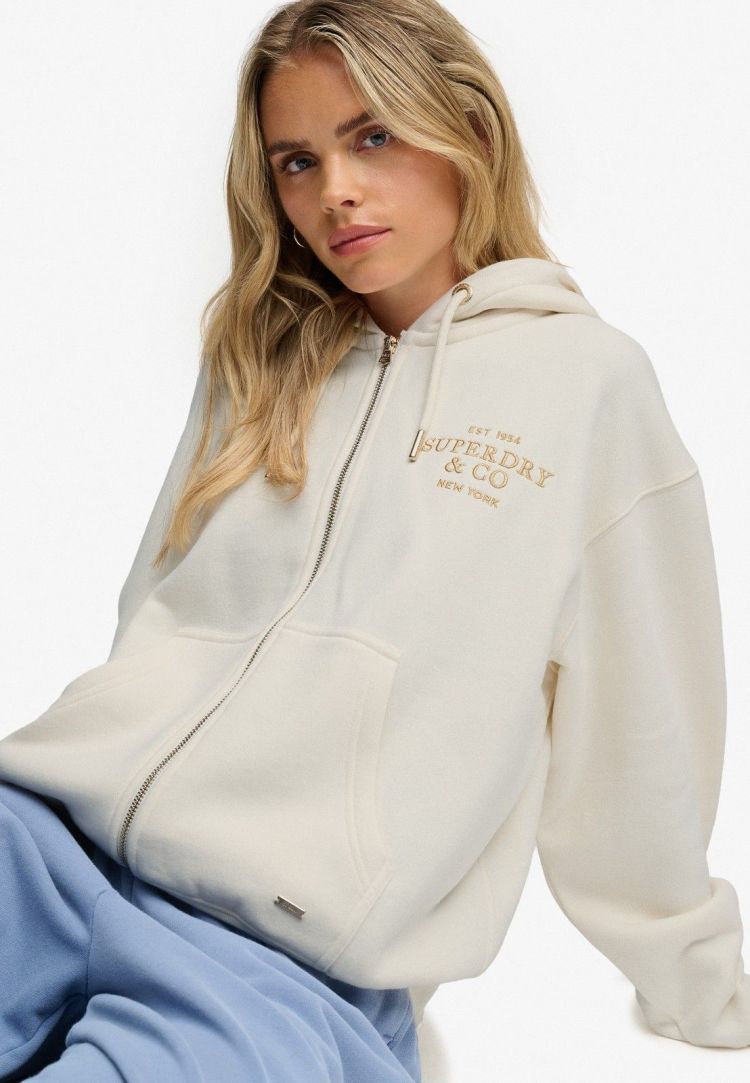Superdry & Co Hoodie Off-white dames (LUXE FUR LINED ZIPHOOD - W2012784A.8ML) - GL Sport (Sluis)