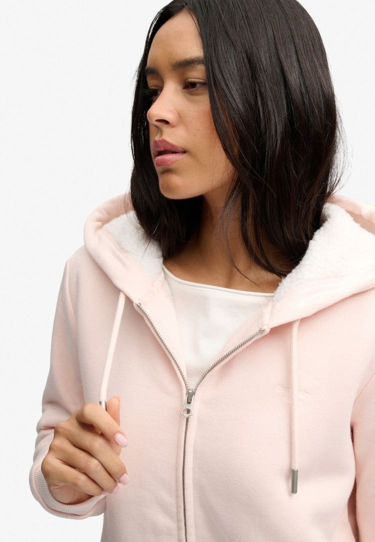 Superdry & Co Vest Roze dames (SIGNATURE EMB BORG ZIPHOOD - W2012781A.L3Q) - GL Sport (Sluis)