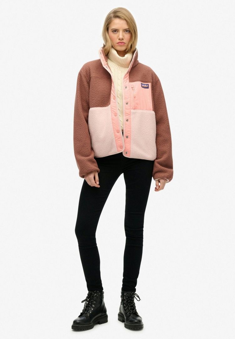 Superdry & Co Jas Bruin dames (COLOUR BLOCK FLEECE JACKET - W5012074A.2TP) - GL Sport (Sluis)