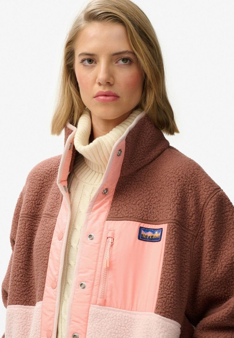 Superdry & Co Jas Bruin dames (COLOUR BLOCK FLEECE JACKET - W5012074A.2TP) - GL Sport (Sluis)
