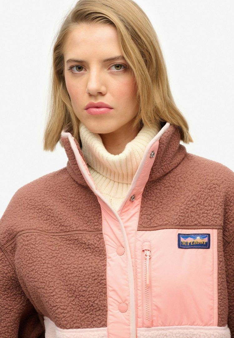 Superdry & Co Jas Bruin dames (COLOUR BLOCK FLEECE JACKET - W5012074A.2TP) - GL Sport (Sluis)