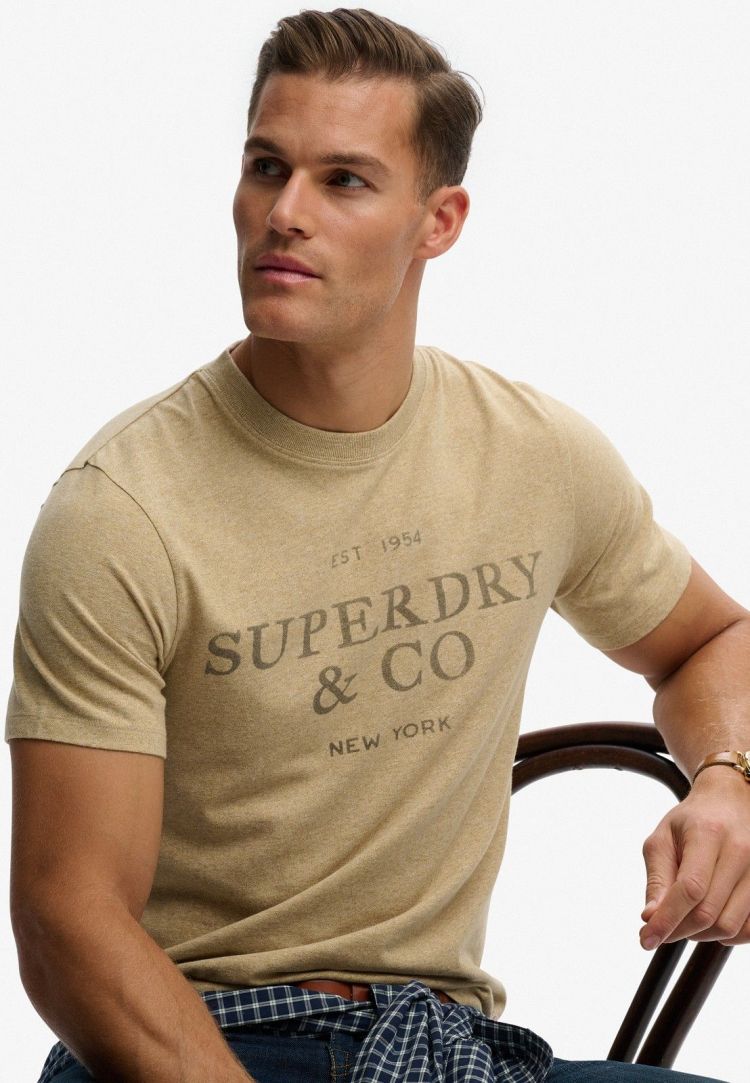 Superdry T-shirt Beige heren (COMPANY RELAXED TEE - M1012392A.1WY) - GL Sport (Sluis)