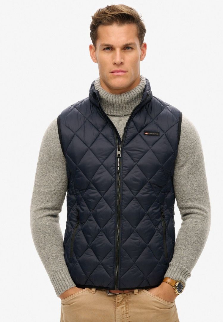 Superdry Bodywarmer Blauw heren (DIAMOND QUILTI FUJI LITE GILET - M5012143A.98T) - GL Sport (Sluis)