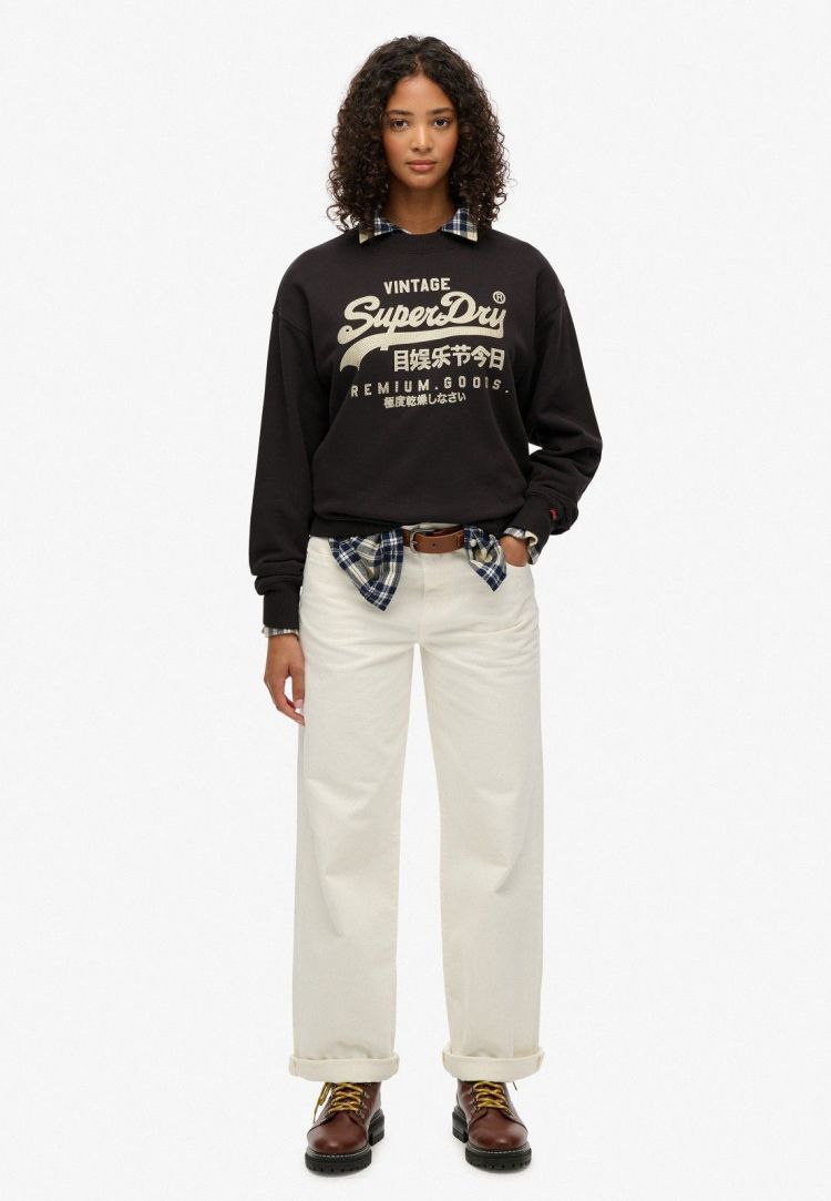 Superdry Pull Zwart dames (EMBELLISHED VL LOOSE CREW - W2012399A.AWF) - GL Sport (Sluis)