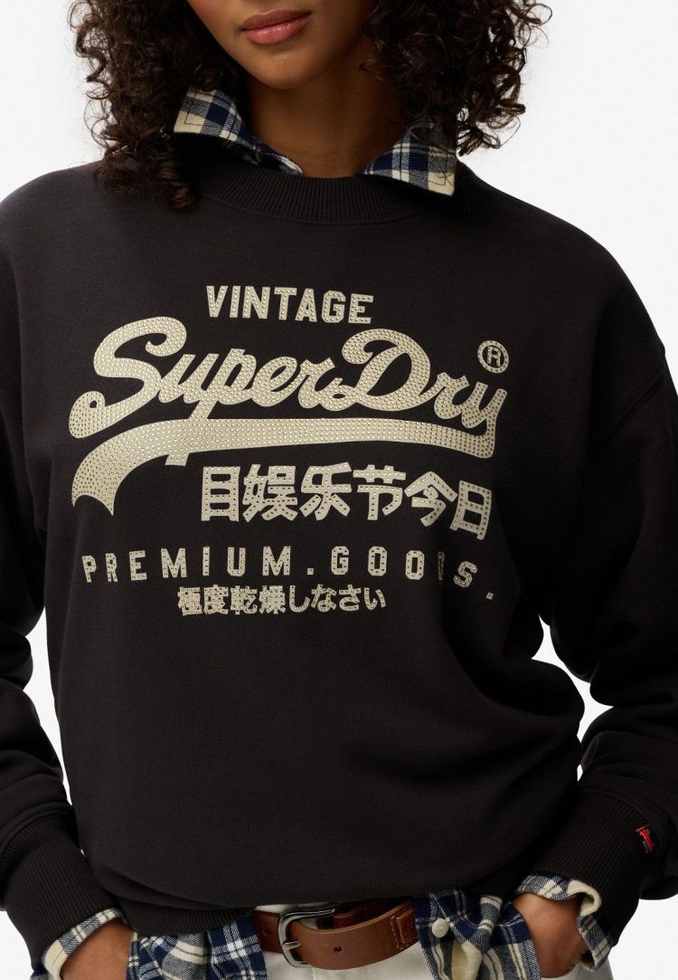 Superdry Pull Zwart dames (EMBELLISHED VL LOOSE CREW - W2012399A.AWF) - GL Sport (Sluis)