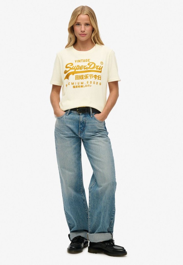 Superdry T-shirt Off-white dames (EMBELLISHED VL RELAXED TEE - W1011731A.8ML) - GL Sport (Sluis)