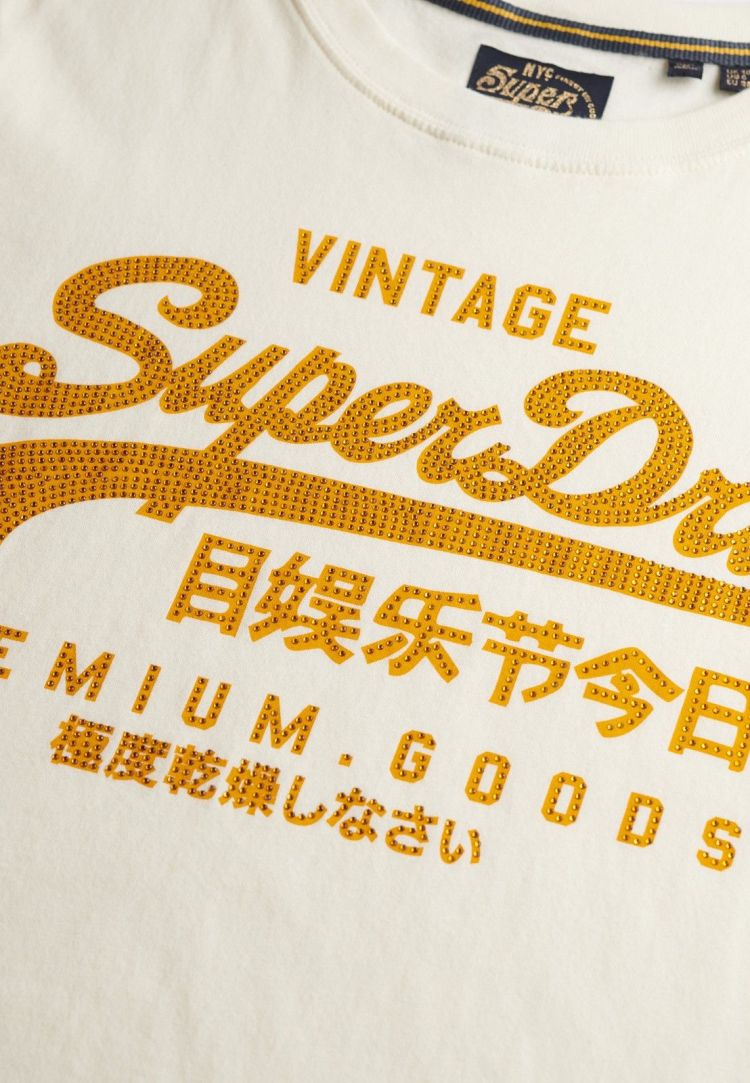 Superdry T-shirt Off-white dames (EMBELLISHED VL RELAXED TEE - W1011731A.8ML) - GL Sport (Sluis)