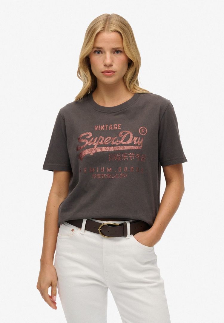 Superdry T-shirt Zwart dames (EMBELLISHED VL RELAXED TEE - W1011731A.AWF) - GL Sport (Sluis)