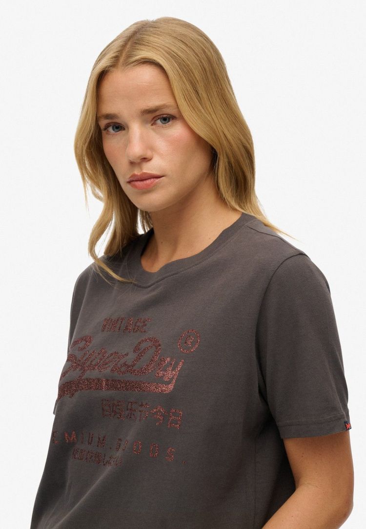 Superdry T-shirt Zwart dames (EMBELLISHED VL RELAXED TEE - W1011731A.AWF) - GL Sport (Sluis)