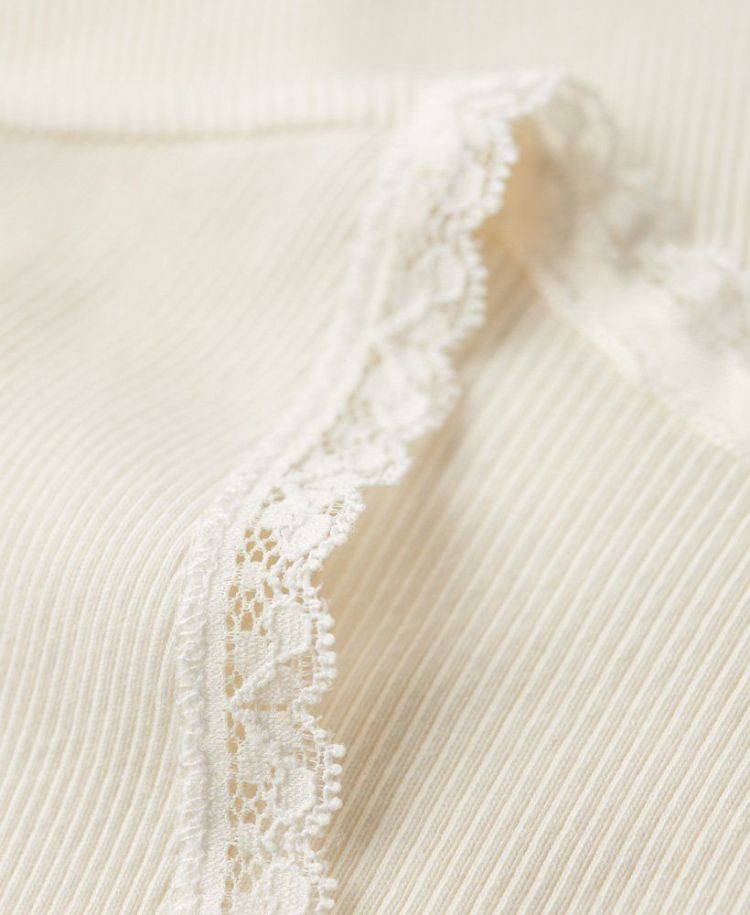 Superdry T-shirt Off-white dames (ESSENTIAL LACE TRIM V TEE - W6011874A.71D) - GL Sport (Sluis)